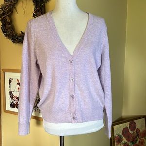 TALBOTS Petites Size Large ButtonFront V-Neck Sweater Lambswool Angora $119 NEW